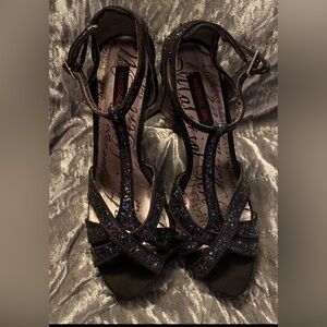 Material Girl Size 9.5, Elegant Black/Multi Glitter Women's Heels